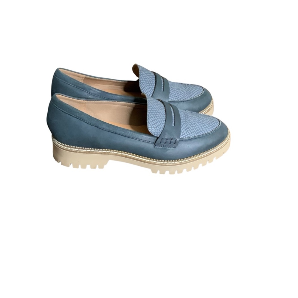 Crevo Blue and Tan Loafers for Women - Picture 6 of 9